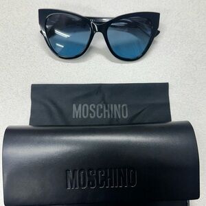 Moschino Black Cat-Eye Sunglasses with Blue Lenses